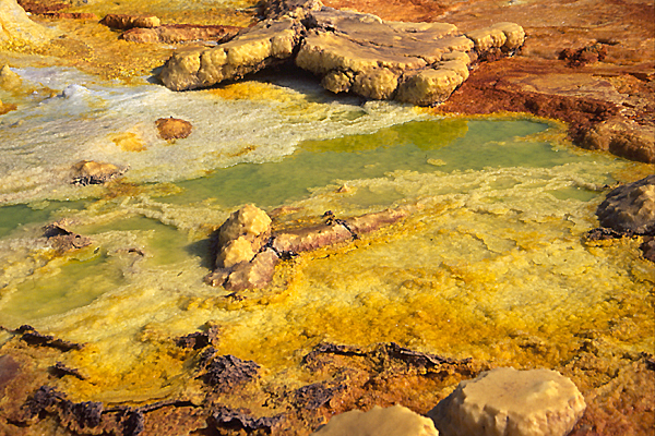 Säurehaltige Seen am Dallol-Vulkan - Äthiopien 2009 - (C)2009 by Hermann-Josef Bergmann